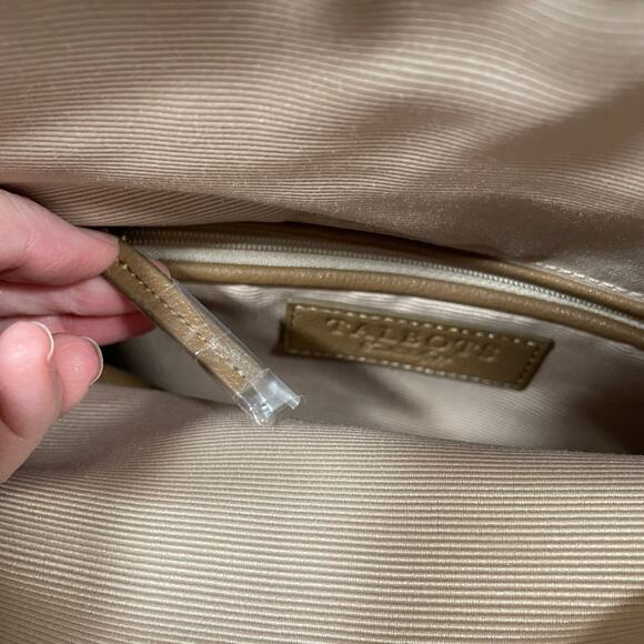 Talbots Tan Leather Satchel Handbag Large Pebbled Multi Zip Compartments NWOT - Picture 10 of 11